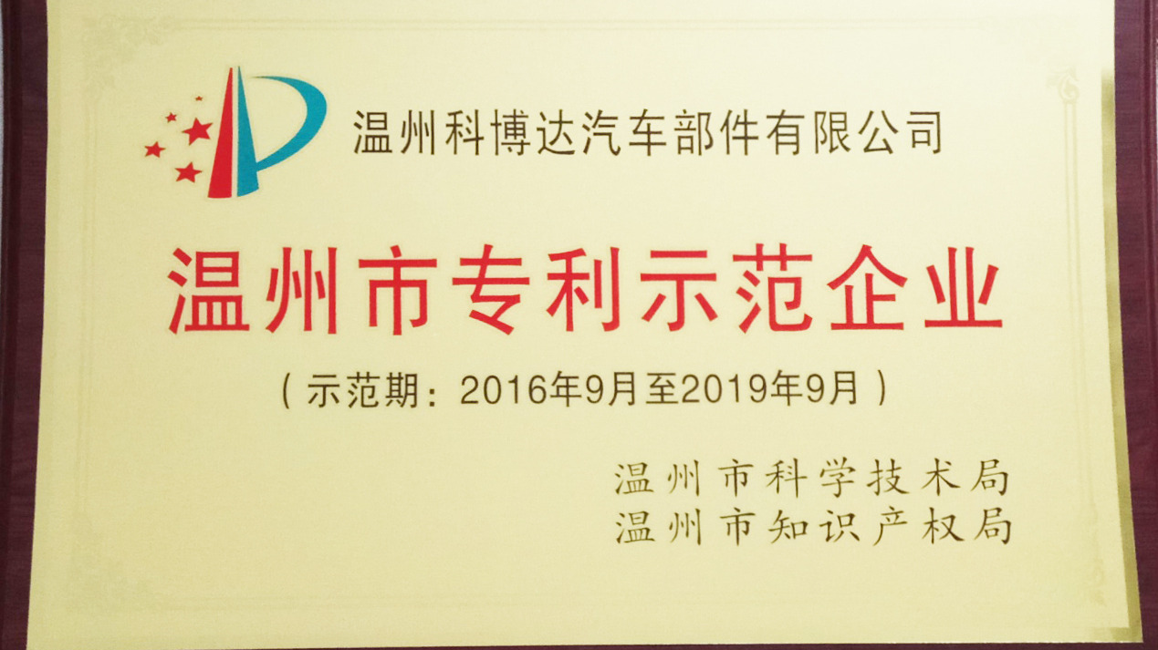 温州公司荣获市专利示范企业